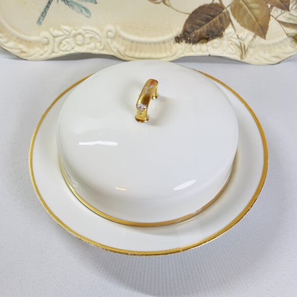 Antique Czech Porcelain Vintage Butter Dish Bohemia Devon 18K Early 20th Century - Picture 4 of 13
